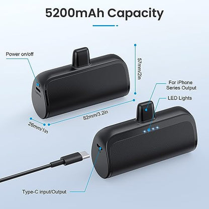 Small Portable Charger 5200mAh for iPhone, Ultra Compact 20W PD Fast Charging Power Bank,Cute Mini Battery Pack Backup Charger Compatible with iPhone 14/14 Pro Max/13/13 Pro Max/12//11/XR/XS/X/8/7/6