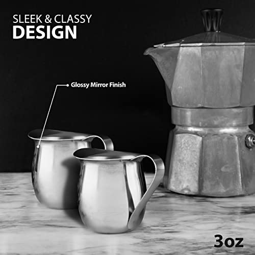 EHOMEA2Z Stainless Steel Bell Creamer Espresso Shot Frothing Pitcher Cup Latte Art (2, 3 Oz)