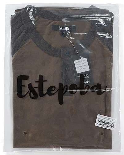 Estepoba Mens Athletic Regular Fit Long Sleeve Active Running Hiking Henley Shirt Baseball Tee H.Charcoal/Rusty XXL