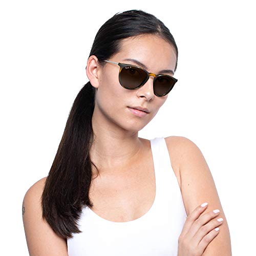 Ray-Ban RB4171 Erika Round Sunglasses, Light Havana/Polarized Grey Gradient Brown, 54 mm