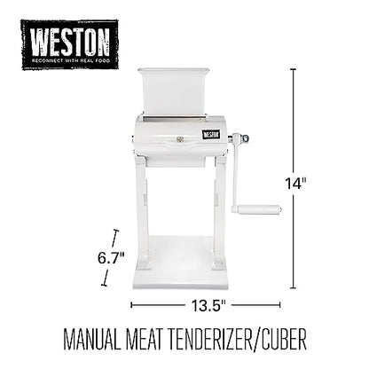 Weston Meat Tenderizer Tool & Heavy Duty Cuber, Quick and Easy Manual Operation For Cuts Up To 4.5” Wide x .75” Thick, Durable Aluminum Construction, Stainless Steel Blades, White (07-3101-W-A)