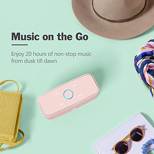 DOSS Bluetooth Speaker, SoundBox Touch Portable Wireless Bluetooth Speaker with 12W HD Sound and Bass, IPX5 Waterproof, 20H Playtime,Touch Control, Handsfree, Speaker for Home,Outdoor -Light Pink