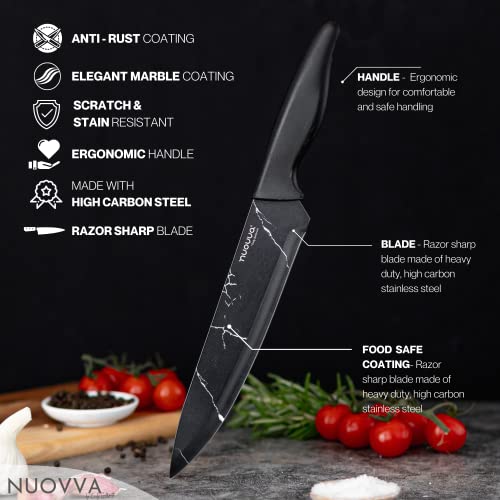 nuovva Sharp Tomato Knives Set - Kitchen Knife set - Marble Knives