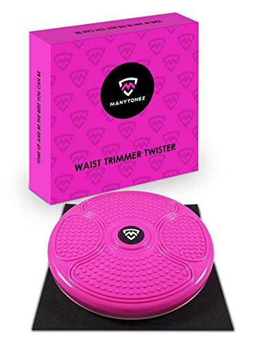 MANYTONEZ Ab Stomach Waist Trainer Twist Board Machine - Large 14 inch Abdominal Exercise Equipment Disc with Workout Floor Mat - for Slimming and Strengthening Abs Core at Home, Office