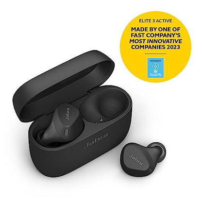 Jabra Elite 4 Active in-Ear Bluetooth Earbuds – True Wireless Earbuds with Secure Active Fit, 4 Built-in Microphones, Active Noise Cancellation and Adjustable HearThrough Technology – Black