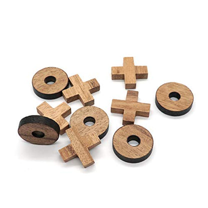 BSIRI Tic Tac Toe Wooden Board Games (Only X-O Pieces)- Unique Gifts, Fun Gifts for Kids and Adults and Use as Living Room Rustic Table Decor Ideal for Coffee Table Decor