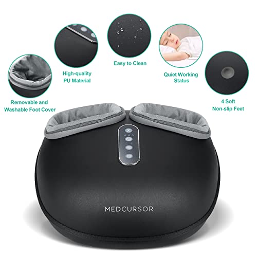 Medcursor Foot Massager Machine with Heat, Deep Kneading Massager, Delivers Relief for Tired Muscles and Plantar, Multi-Level Settings & Adjustable Intensity for Home or Office Use (Black)