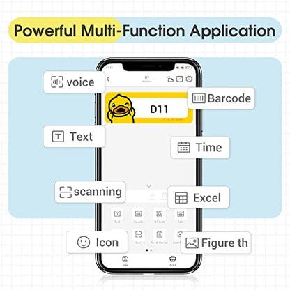 NIIMBOT Label Maker Machine D11 Label Printer Tape Included Portable Wireless Connection Multiple Templates Available for Phone Pad Easy to Use Office Home Organization USB Rechargeable