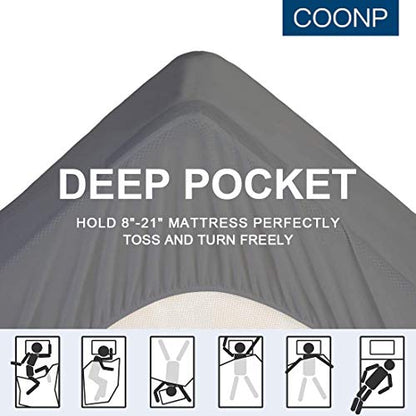 COONP Queen Mattress Topper, Extra Thick Mattress Pad Cover, Cooling Pillowtop with 8-21 Inch Deep Pocket 3D Snow Down Alternative Fill(Queen, Grey)