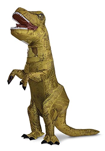 Jurassic World T-Rex Costume, Inflatable Rexy Dinosaur Costume for Adults, Fan Operated Expandable Blow Up Jumpsuit