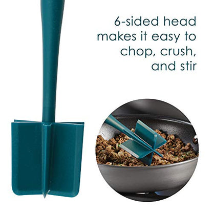 Rachael Ray Tools and Gadgets Lazy Crush & Chop, Flexi Turner, and Scraping Spoon Set / Cooking Utensils - 3 Piece, Teal Blue