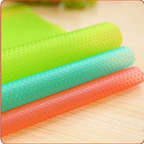 Aiosscd 7 PCS Shelf Mats Antifouling Refrigerator Liners Washable Refrigerator Pads Fridge Mats Drawer Placemats Home Kitchen Gadgets Accessories Organization for Top Freezer(2green+2pink+3blue)