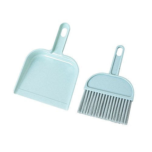 Mini Broom and Dustpan Set, Plastic Silicone Hand Broom for Home & Kitchen, Small Broom, Household Cleaning Supplies, Apartment Home Dorm Room Essentials, Bedroom Decor, Cute Stuff (Blue)