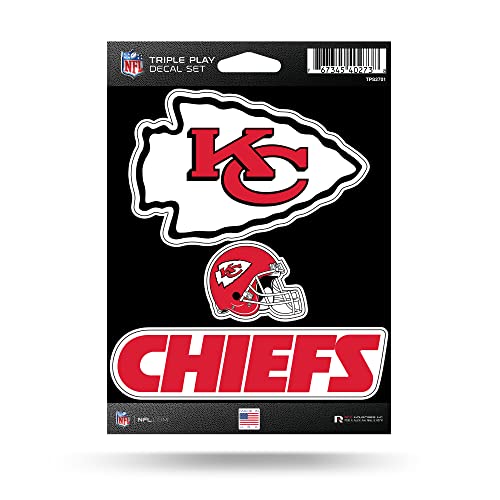 Rico Industries NFL Kansas City Chiefs Triple Play Decal Set 5" x 7" (3 Decals)