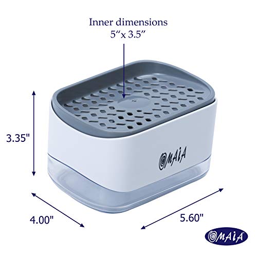 OMAIA 2-in-1 Kitchen Soap Dispenser with Sponge Holder - dishwashing Liquid Dispenser for Kitchen - Smart Kitchen Gadgets 2023 - Sink Countertop Organizer - Dish soap Dispenser for Kitchen Sink…