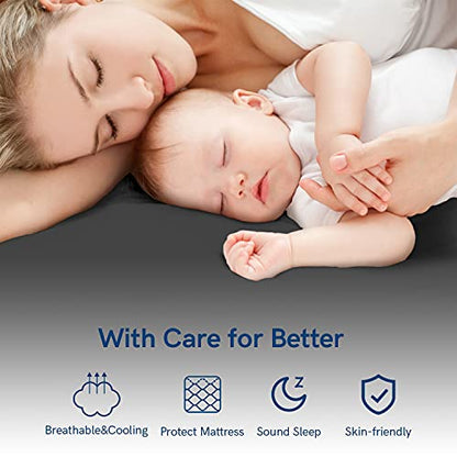 ELEMUSE Cal King Grey Cooling Mattress Topper for Back Pain, Extra Thick Mattress pad Cover, Plush Soft Pillowtop with Elastic Deep Pocket, Overfilled Down Alternative Filling