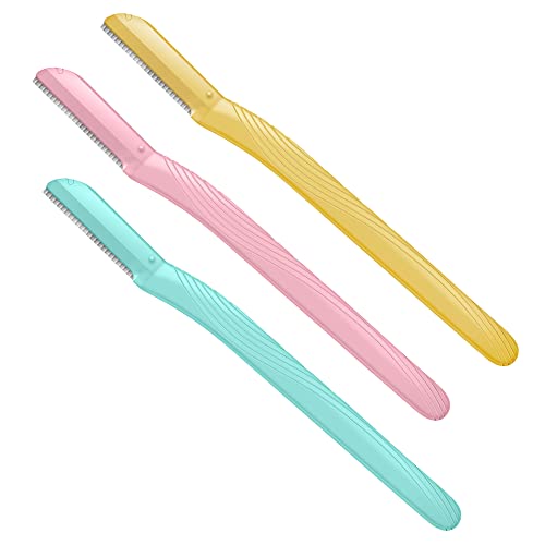 Amazon Basics Women's Multipurpose Exfoliating Dermaplaning Tool, Eyebrow Razor, and Facial Razor, Includes Blade Cover, Multicolor, 3 Count