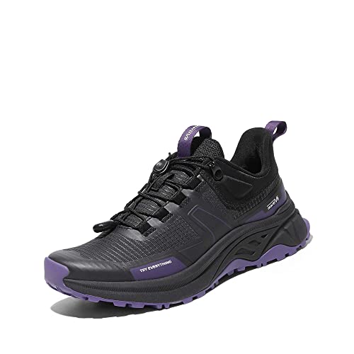 NORTIV 8 Womens Lightweight Hiking Shoes Quick Laces Outdoors Sneakers, Black Purple - 7.5 (SNHS239W)