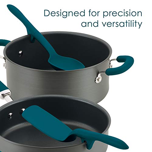 Rachael Ray Tools and Gadgets Spoon, Slotted and Solid Turners Set/ Cooking Utensils - 3 Piece, Teal Blue