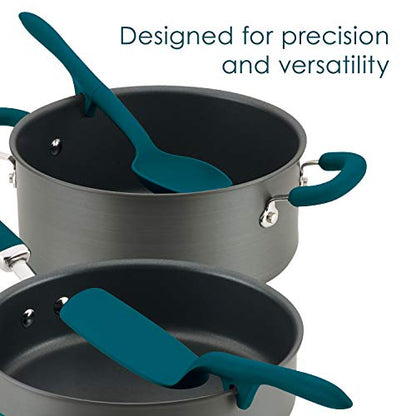 Rachael Ray Tools and Gadgets Spoon, Slotted and Solid Turners Set/ Cooking Utensils - 3 Piece, Teal Blue