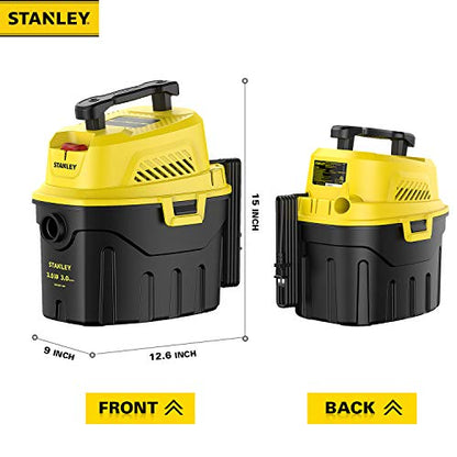 Stanley SL18910P-3 Wet/Dry, 3 Gallon, 3 Horsepower, Portable Car Vacuum, 3.0 HP AC, Black+Yellow