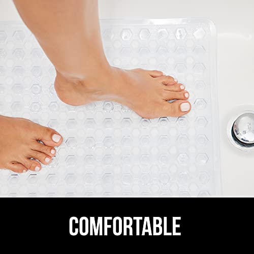 The Original Gorilla Grip Patented Shower and Bathtub Mat, 35x16, Long Bath Tub Floor Mats with Suction Cups and Drainage Holes, Machine Washable and Soft on Feet, Bathroom and Spa Accessories, Clear