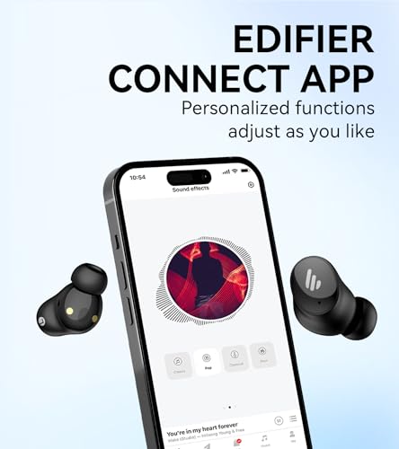 Edifier TWS1 Pro 2 Active Noise Cancellation Earbuds, 42dB Depth ANC, AI-Enhanced Calls with 4 Mics, in-Ear Detection, Fast Charging, Game Mode, Custom EQ, True Wireless Bluetooth 5.3 Earbuds - Black