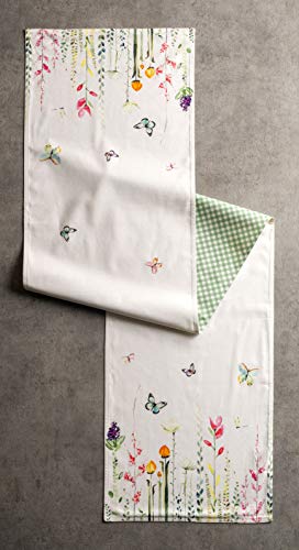 Maison d' Hermine Tablerunner 100% Cotton Table Runner Decorative Table Runners for Gifts, Home, Wedding, Buffet Party & Camping, Botanical Fresh (Double Layer) - Spring/Summer(14.50"x72")