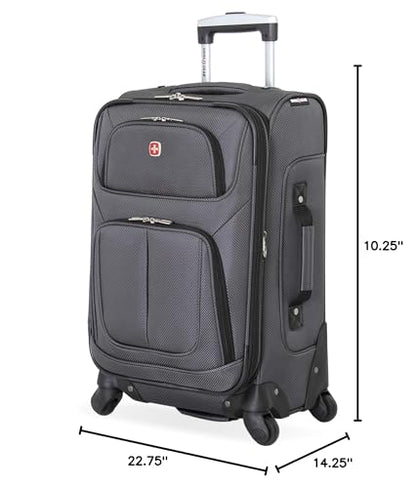 SwissGear Sion Softside Expandable Roller Luggage, Dark Grey, Carry-On 21-Inch