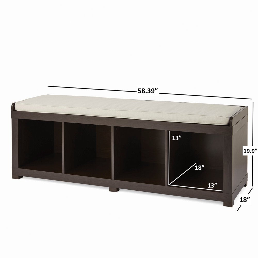 Better Homes & Gardens 4-Cube Shoe Storage Bench, Espresso