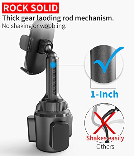 APPS2Car Solid Cup Holder Phone Mount for Car Truck with Quick Extension Long Arm Fast Swivel Adjustable Height 360 Rotatable Low Profile Universal Mobile Mount Compatible with All Cell Phone iPhone