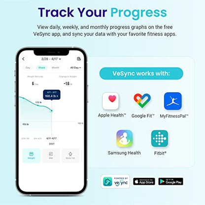 Etekcity Smart Scale for Body Weight and Fat Percentage, Digital Bathroom Accurate Weighing Machine for People's Bmi Muscle, Bluetooth Electronic Body Composition Monitor Syncs with App, 400lb