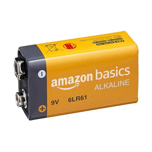 Amazon Basics 4-Pack 9 Volt Alkaline Everyday Batteries, 5-Year Shelf Life