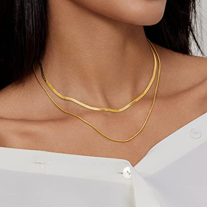 HAXIYA Gold Necklace Jewelry for Women 14K Gold/Silver Plated Snake Chain Necklace Choker Necklaces for Women Girl Gifts