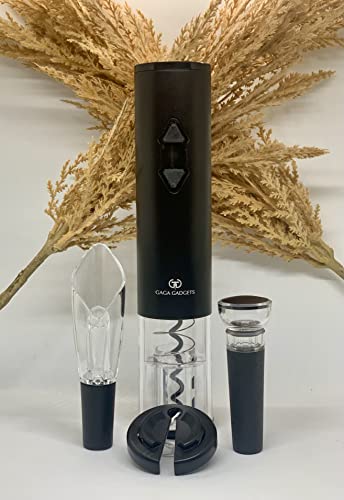 GaGa Gadgets Electric Wine Opener Set - Easy Wine Bottle Opener - Automatic Wine Corkscrew - Battery Operated Wine Set On The Go