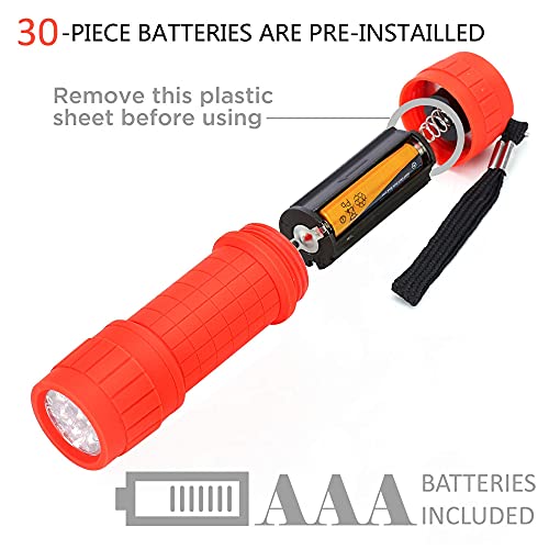 FASTPRO 10-Pack, 9-LED Mini Flashlight Set, 30-Pieces AAA Batteries are Included and Pre-Installed, Perfect for Class Teaching, Camping, Wedding Favor