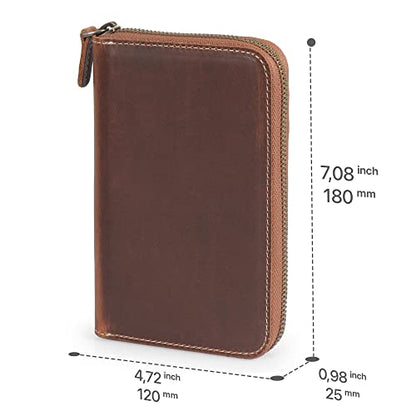 Londo Genuine Leather Padfolio with Pencil Holder Notepad and Zipper Closure (Cinnamon)