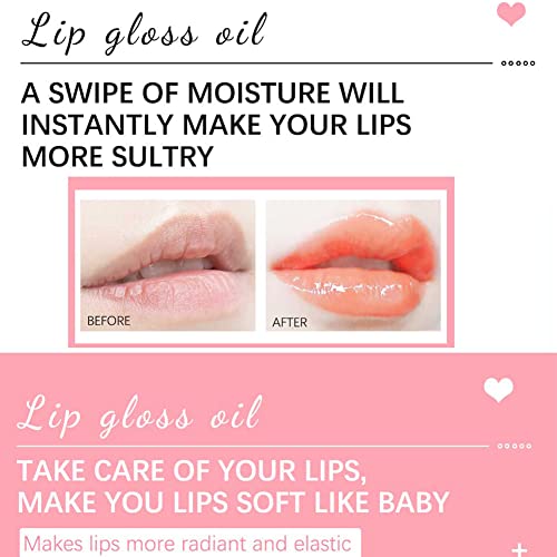 Hydrating Lip Glow Oil, Moisturizing Lip Oil Gloss, Transparent Tinted Lip Balm, Transparent Toot Lip Oil, Plumping Lip Gloss, Long Lasting Nourishing Non-sticky (Cherry)