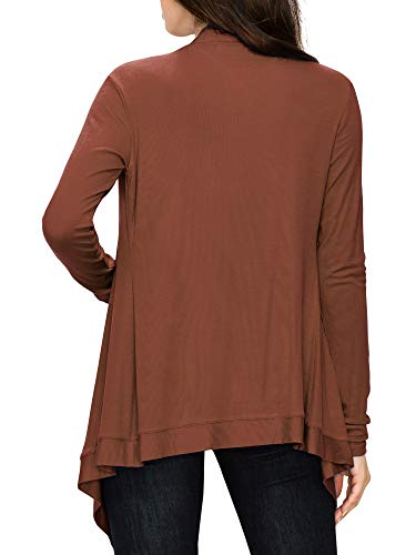 LL WSK849 Womens Off-Duty Open Front Cardigan M Rust