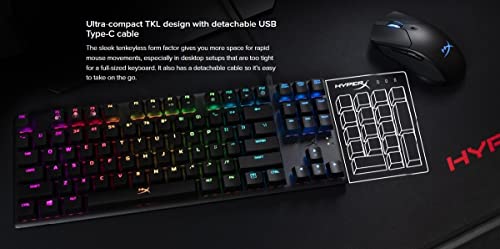 HyperX Alloy Origins Core - Tenkeyless Mechanical Gaming Keyboard, Software Controlled Light & Macro Customization, Compact Form Factor, RGB LED Backlit, Linear HyperX Red Switch,Black