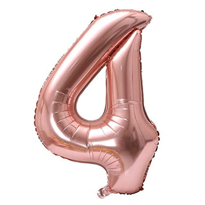 40 Inch Large Foil Helium Number Balloon Birthday Wedding Party 0-9 (Rose Gold, 4)