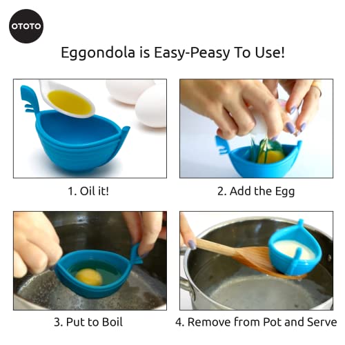 NEW!!! Eggondola Egg Poacher by OTOTO - Poached Egg Silicone Egg Cooker - Gondola Egg Silicone Poacher for Cooking Eggs - Kitchen Egg Cooker, Perfect Egg Maker - Egg Design Maker, Egg Kitchen Gadgets