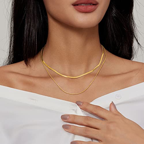 HAXIYA Gold Necklace Jewelry for Women 14K Gold/Silver Plated Snake Chain Necklace Choker Necklaces for Women Girl Gifts