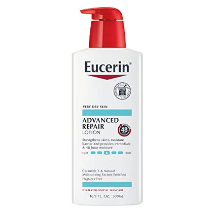 Eucerin Advanced Repair Body Lotion, Unscented Body Lotion for Dry Skin, 16.9 Fl Oz Pump Bottle