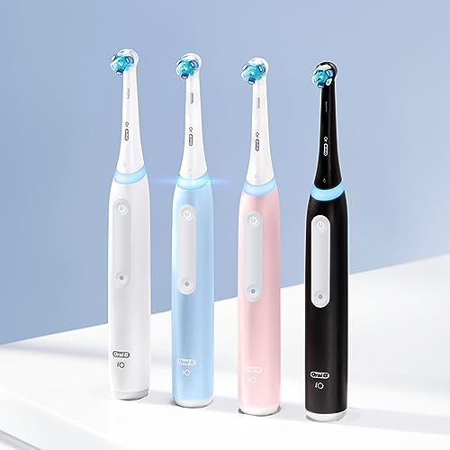 Oral-B iO Series 3 Limited Rechargeable Electric Powered Toothbrush, Blue with 2 Brush Heads and Travel Case - Visible Pressure Sensor to Protect Gums - 3 Modes - 2 Minute Timer