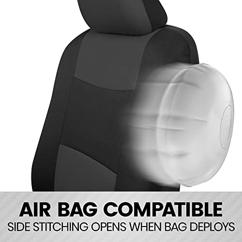 BDK PolyPro Car Seat Covers Full Set in Charcoal on Black – Front and Rear Split Bench Seat Covers for Cars, Easy to Install Car Seat Cover Set, Car Accessories for Auto Trucks Van SUV