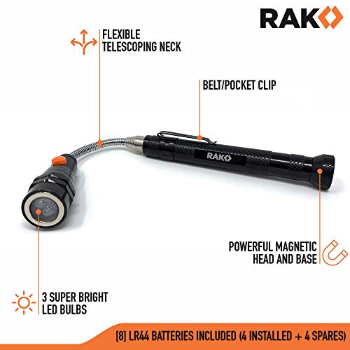 RAK Magnetic Pickup Tool - Birthday Gifts for Men - Telescoping Magnet Pickup Tool with Bright LED Lights and Extendable Neck up to 22 Inches - Cool Gadget Gifts for Men, Husband, Handyman