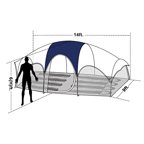 CAMPROS CP Tent-8-Person-Camping-Tents, Waterproof Windproof Family Tent, 5 Large Mesh Windows, Double Layer, Divided Curtain for Separated Room, Portable with Carry Bag - Blue