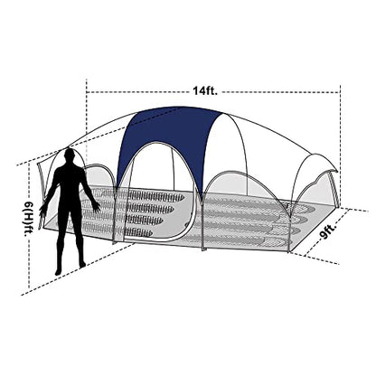 CAMPROS CP Tent-8-Person-Camping-Tents, Waterproof Windproof Family Tent, 5 Large Mesh Windows, Double Layer, Divided Curtain for Separated Room, Portable with Carry Bag - Blue