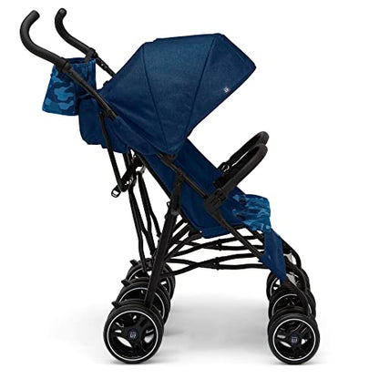 GAP babyGap Classic Side-by-Side Double Stroller - Lightweight Double Stroller with Recline, Extendable Sun Visors & Compact Fold - Made with Sustainable Materials, Navy Camo